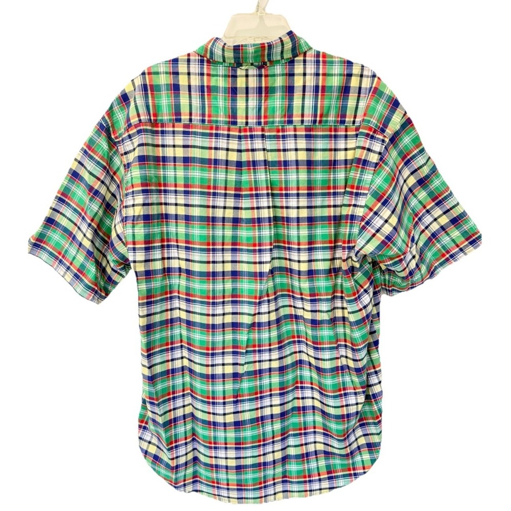 Vintage Tommy Hilfiger Colorful Plaid Crest Shirt Men XL Button Up Short Sleeve - Picture 6 of 9